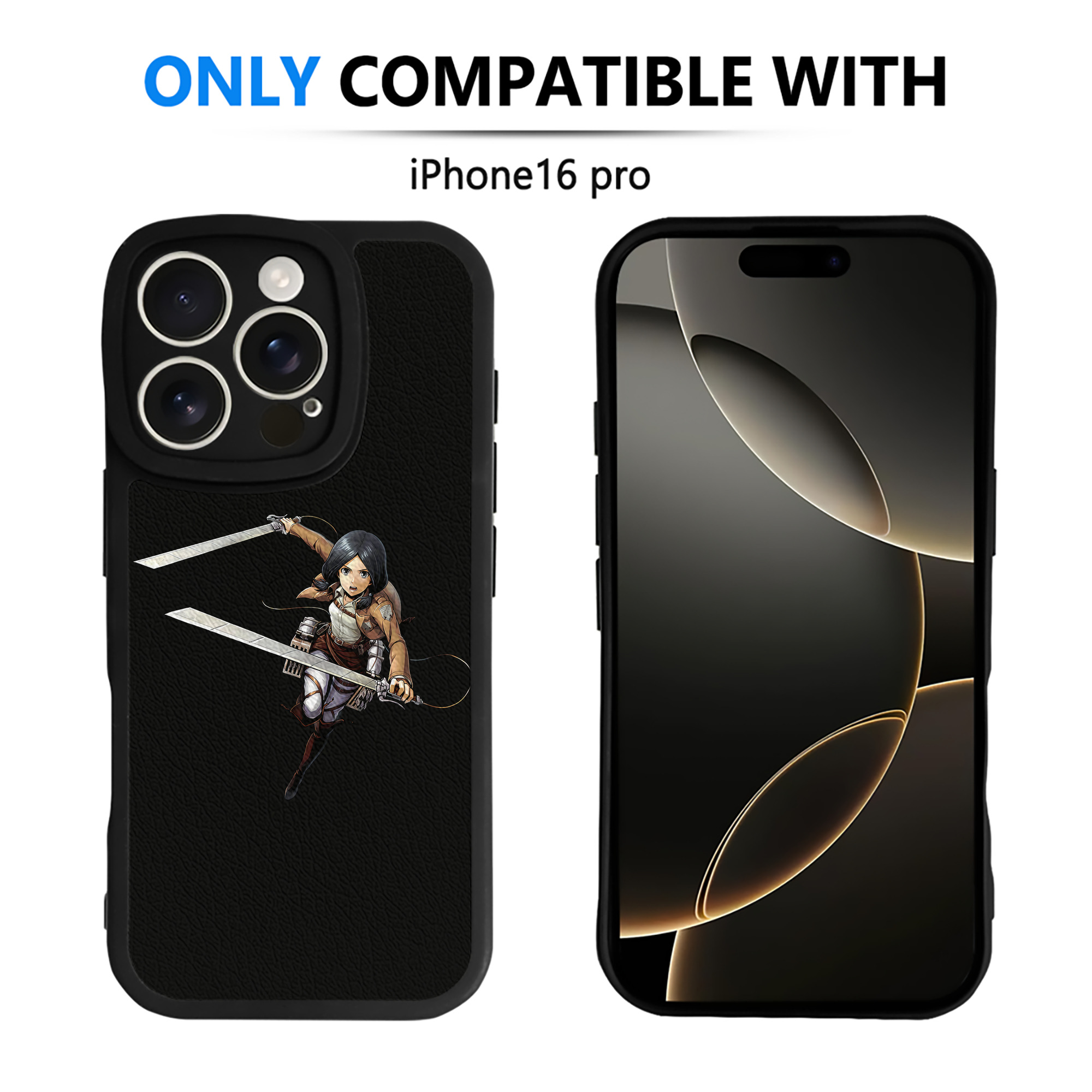 （画像用） 進撃の巨人 ミカサ·アッカーマン Attack on Titan Mikasa Ackerman 【iPhone 16シリーズ対応】シリコンスマホケース（レザー調） 材質：シリコン